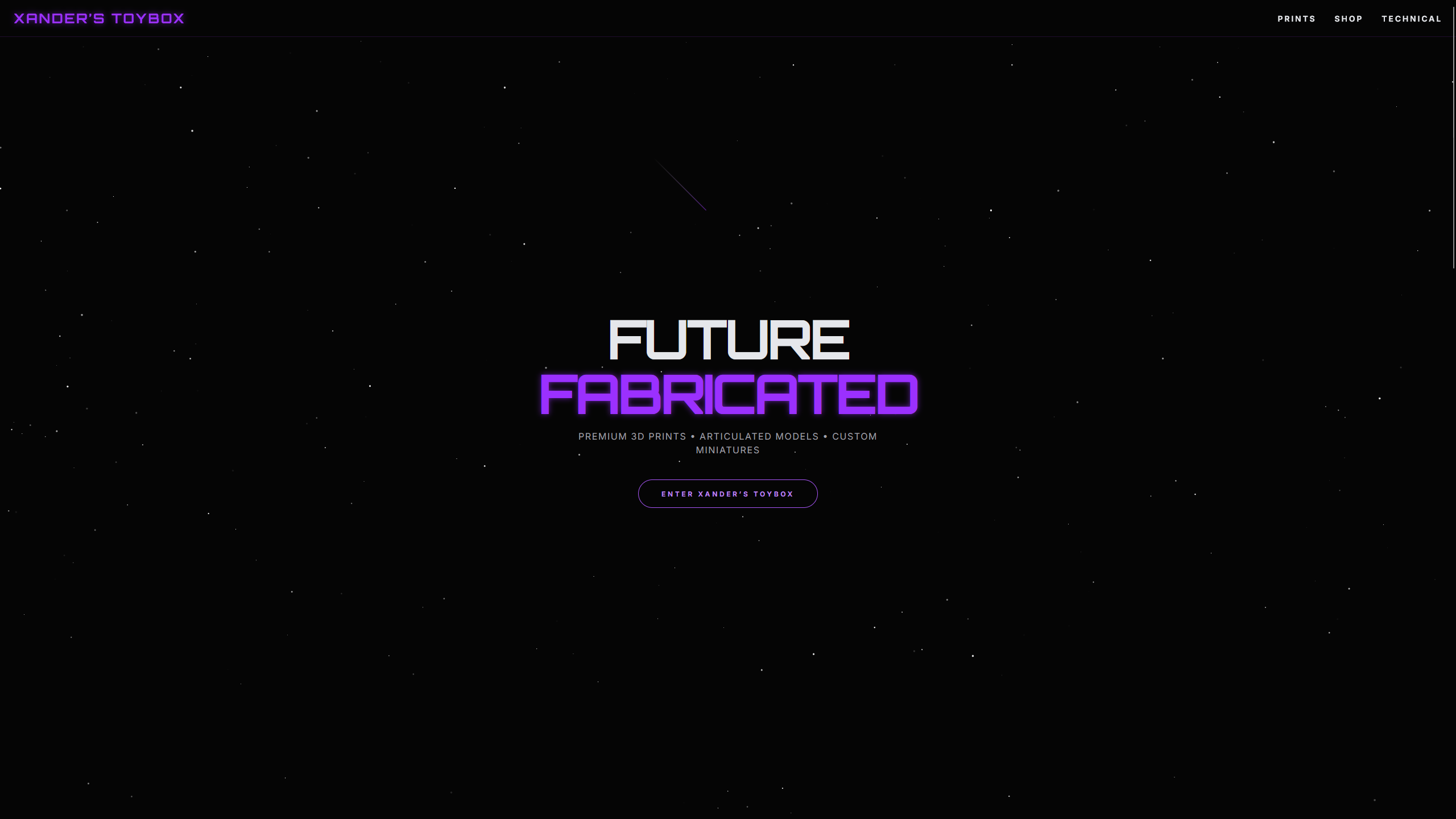 Xander's Toybox Site Screenshot